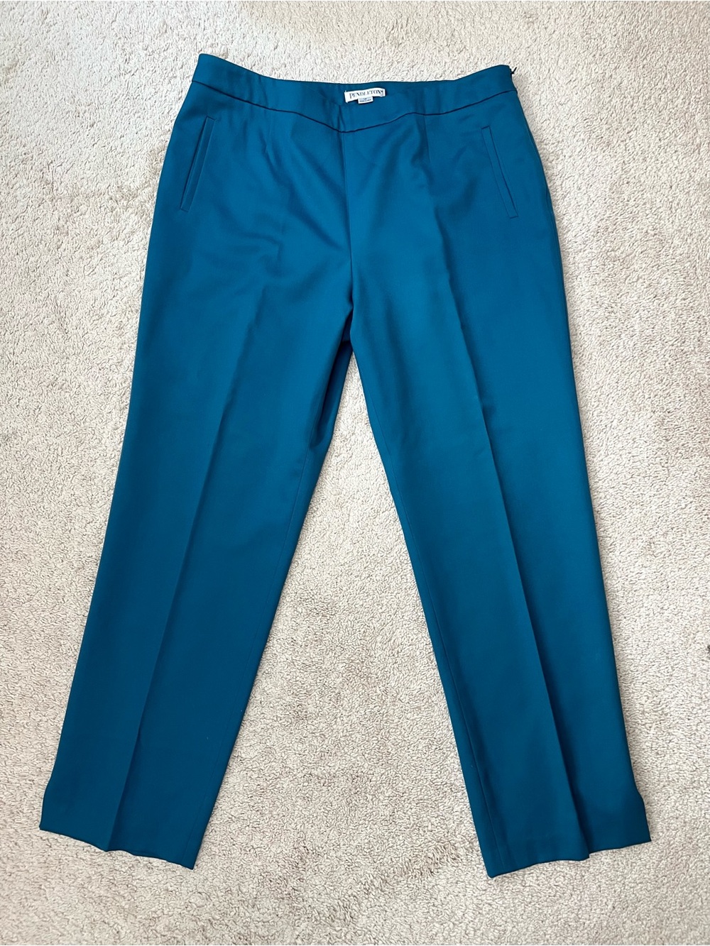 Vintage Pendleton Teal Trouser Pants Made in USA Size 14 100% Virgin Wool